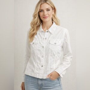 Jane Ashley Vtg Women Embellished White Rhinestone Button Up Top Cowgirl M